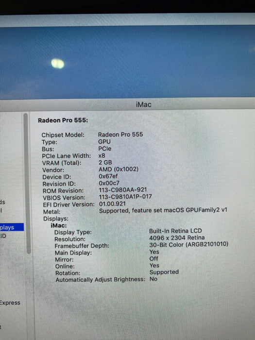 Apple iMac 21.5-Inch Retina 4K 2017 i5-7400 Radeon Pro 555 2GB 16GB RAM 1TB