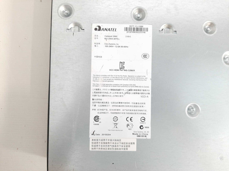 Cisco WS-C2960X-48FPS-L 48 Gigabit PoE Managed switch Q$