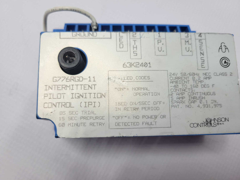 Johnson Control G776RGD-11 Intermittent Pilot Ignition Control (IPI) _
