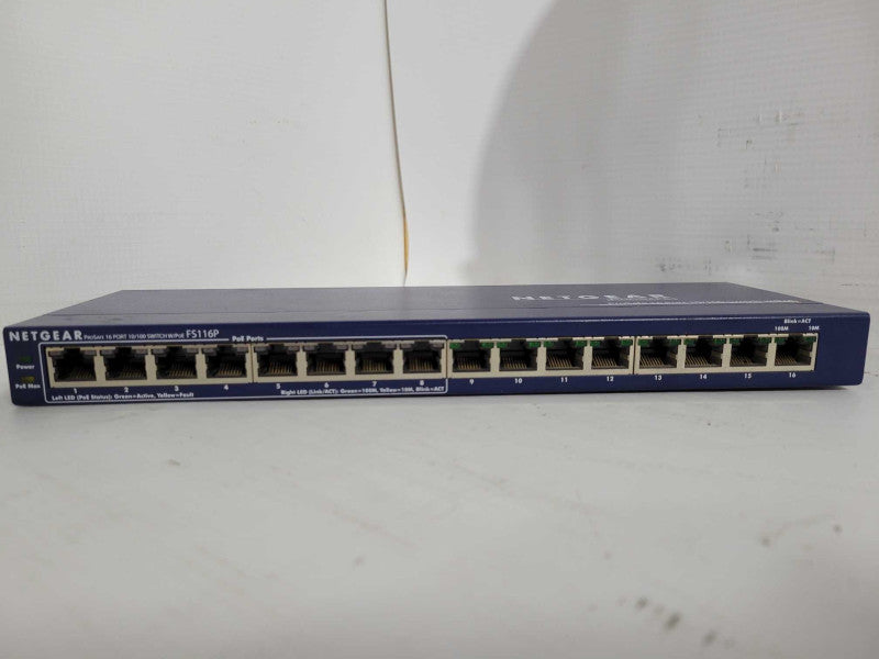 NETGEAR ProSafe FS116 10/100 Desktop POE Switch - 16 ports - 8 POE ports !