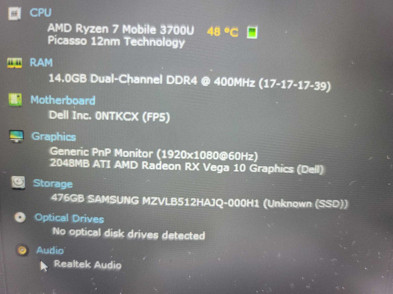 Dell Inspiron 15 5000 Ryzen 7 -3700U, 16GB DDR4, 2GB Radeon RX Vega 10, 512GB QÎ²
