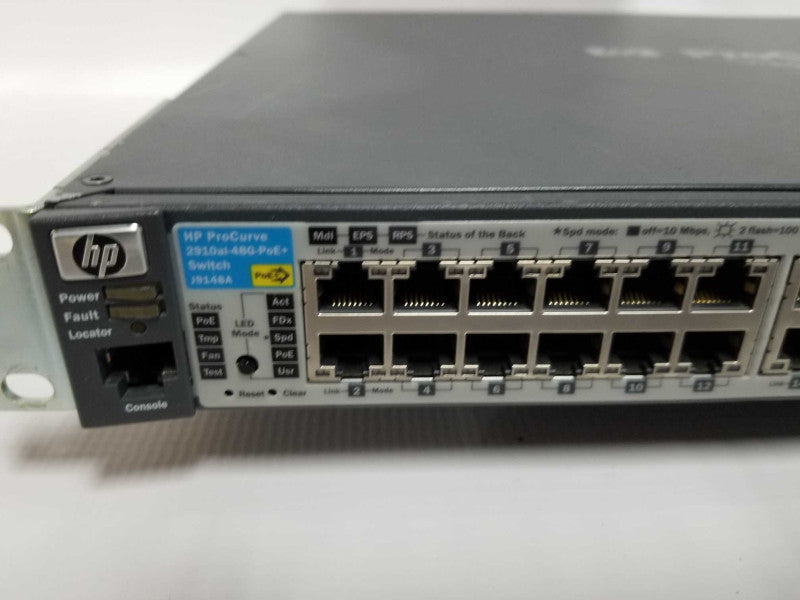 HP ProCurve 2910al-48G-PoE+ 48 Port Gigabit Ethernet Switch J9148A Fact Reset #