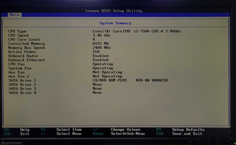 Lenovo ThinkCentre M910T - Intel Core I5-7500 @ 3.40GHz - 8GB DDR4 - NO HDD