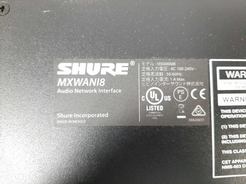 Shure MXWANI8 8-Channel Microflex Wireless Audio Network Interface $