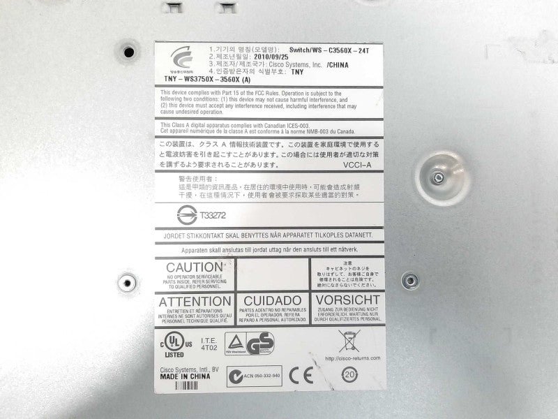 CISCO WS-C3560X-24T-L + 1x C3KX-PWR-350WAC 24 Port Data LAN Base $
