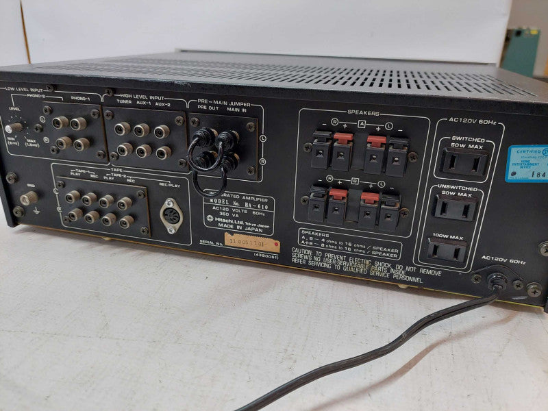 Hitachi Stereo Integrated Amplifier Model: HA-610