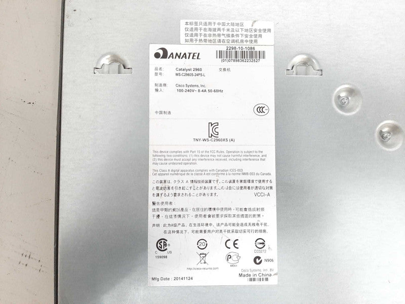 Cisco WS-C2960S-24PS-L 24 Port PoE+ Gigabit Switch + Rackmount Ears READ $