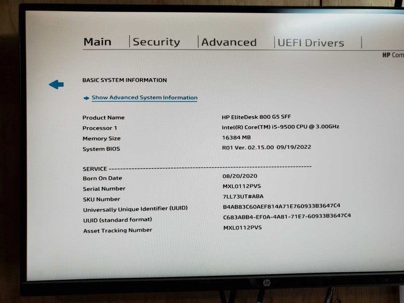 HP EliteDesk 800 G5 SFF - Intel i5-9500 @ 3.00 GHZ 16GB DDR4 SFF