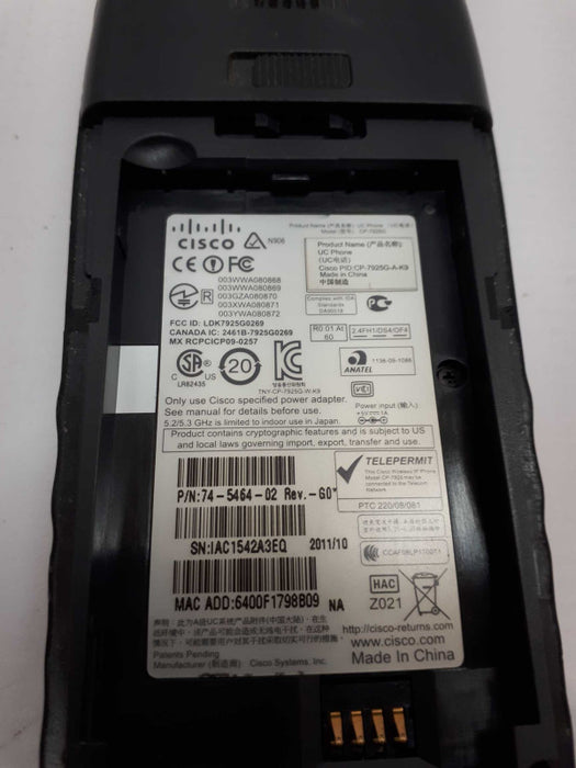 Cisco 7925 Unified Wireless IP Phone Phone Only &