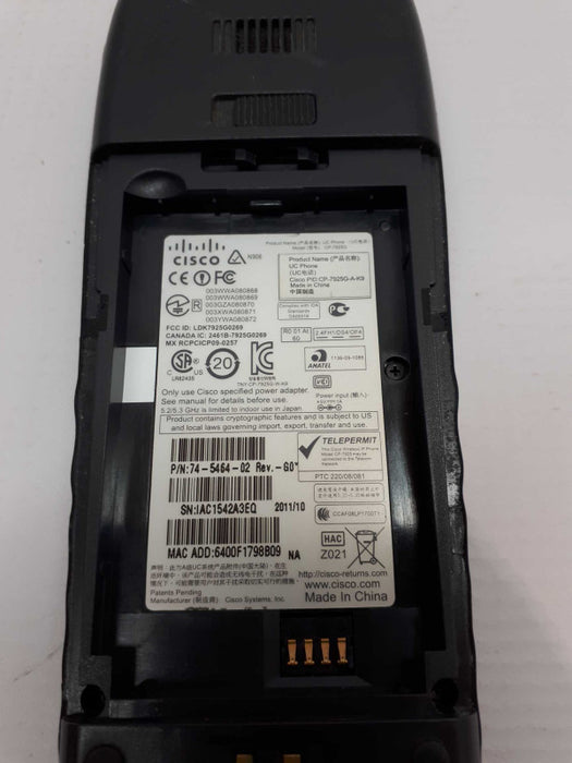 Cisco 7925 Unified Wireless IP Phone Phone Only &