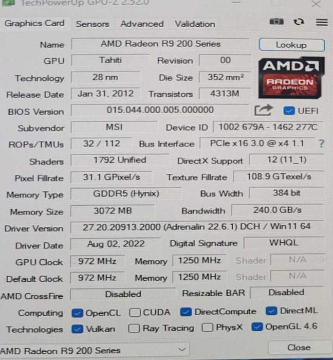 MSI AMD R9 280 GAMING 3GB
