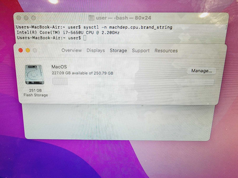 Apple Macbook Air 2015 13\\" Core i7-5650U @ 2.2GHz 8GB DDR3 250GB SSD [Read] (