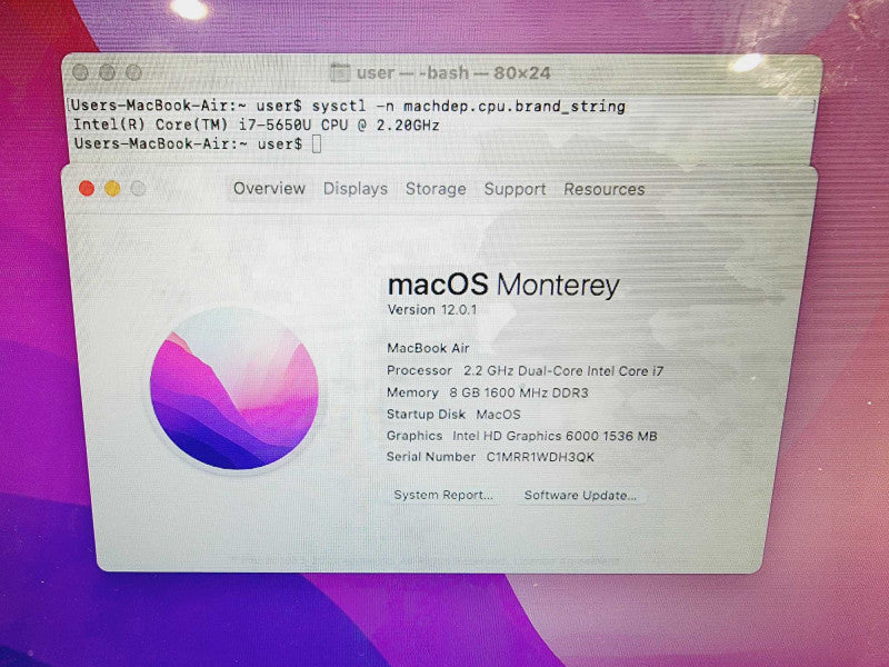 Apple Macbook Air 2015 13\\" Core i7-5650U @ 2.2GHz 8GB DDR3 250GB SSD [Read] (