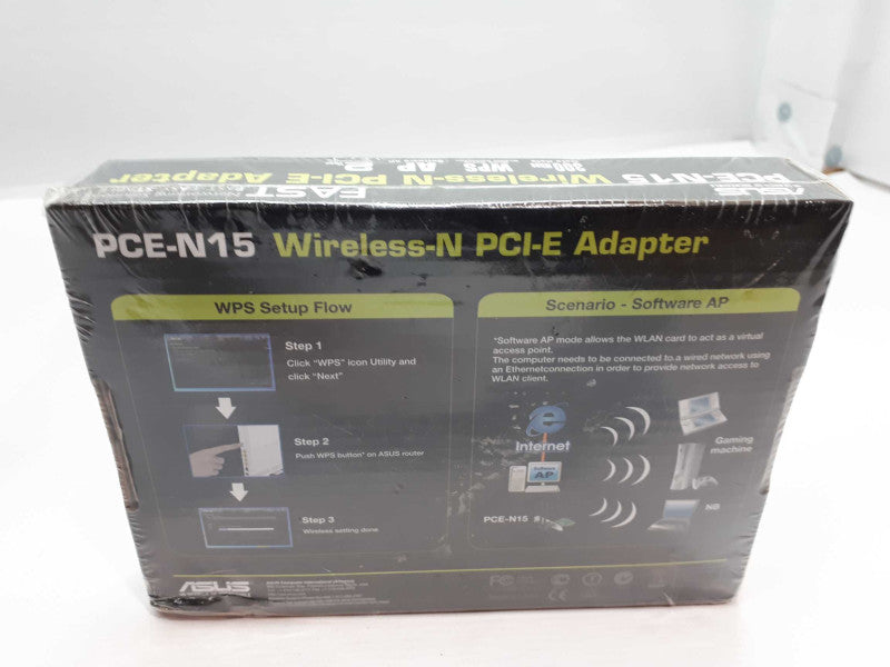 ASUS PCE-N15 WIRELESS N NETWORK ADAPTER 300 MBPS PCI-E PCI-EXPRESS 2.4 GHZ C1 &