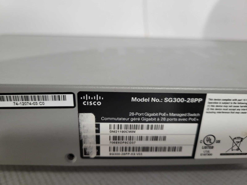 Cisco SG300-28PP 28-Port Gigabit PoE+ Managed Switch SG300-28PP-K9 !