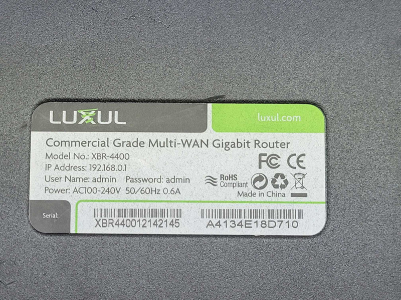LUXUL XBR-4400 MULTI-WAN GIGABIT ROUTER FIREWALL VPN UP TO 4 WAN Q