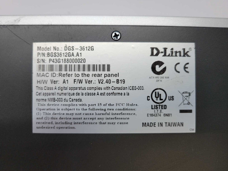 DGS-3612G D-Link XStack Managed 12-Ports Gigabit SFP Standalone Layer 3 SWTCH
