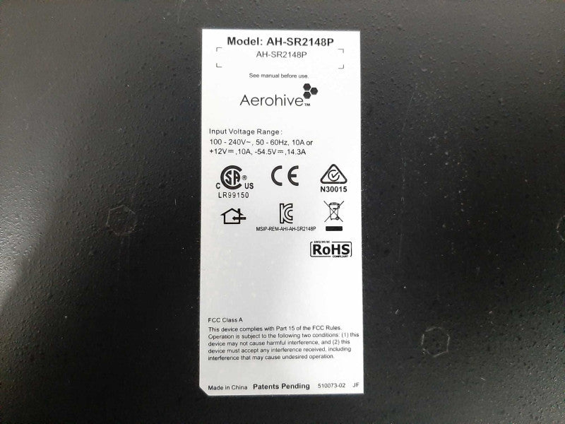 Aerohive AH-SR2148P 48-Port managed Gigabit PoE+ Switch 4 x 10 GE SFP+ $