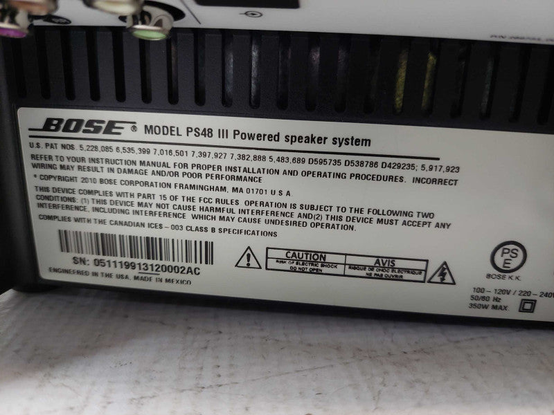 BOSE AV35 Control Console, BOSE Model: PS48 III Powered Speaker System