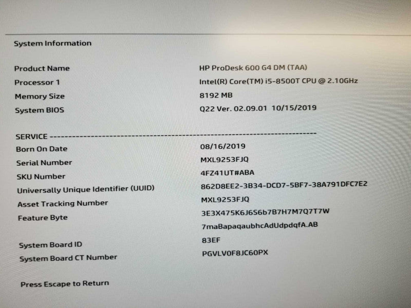 HP ProDesk 600 G4 i5-8500T @ 2.10ghz / 8gb ram / 512gb NvME SSD #