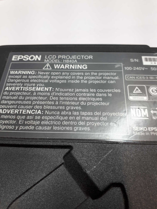 EPSON H840A WHITE 3LCD  PROJECTOR VS355 &
