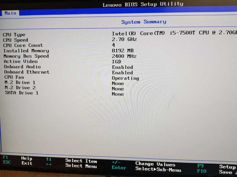 Lenovo ThinkCentre M710Q Tiny PC i5-7500T CPU @  2.70GHz 8GB