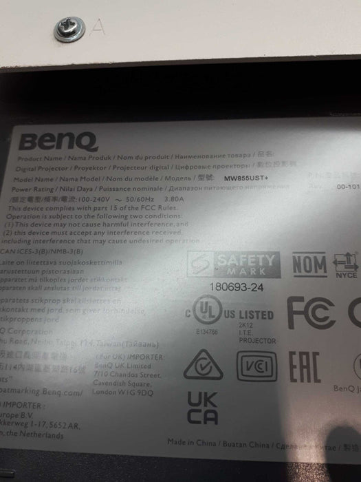 BENQ MW855UST+ PROJECTOR ULTRA SHORT THROW 3500 LUMENS HD HDMI &