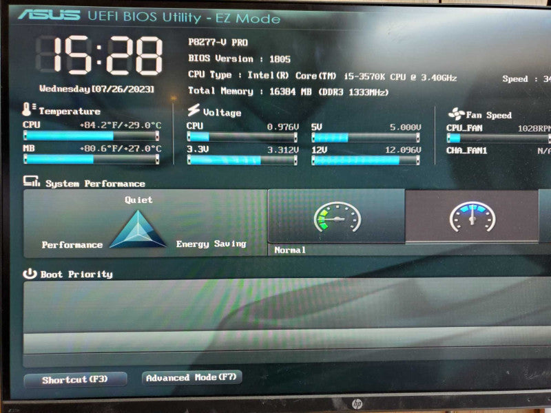 Asus P8Z77-V Pro Motherboard with Intel i5-3570k @ 3.40 GHZ 16GB DDR3 Combo