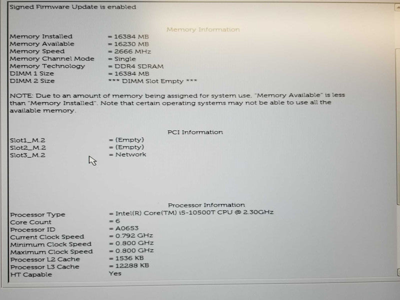 Dell Optiplex 7080 micro core i5-10500T @ 2.30ghz / 16gb ram / 256gb NvME SSD #