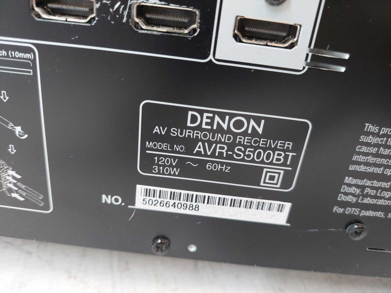 Denon AV Surround Receiver Model: AVR-S500BT