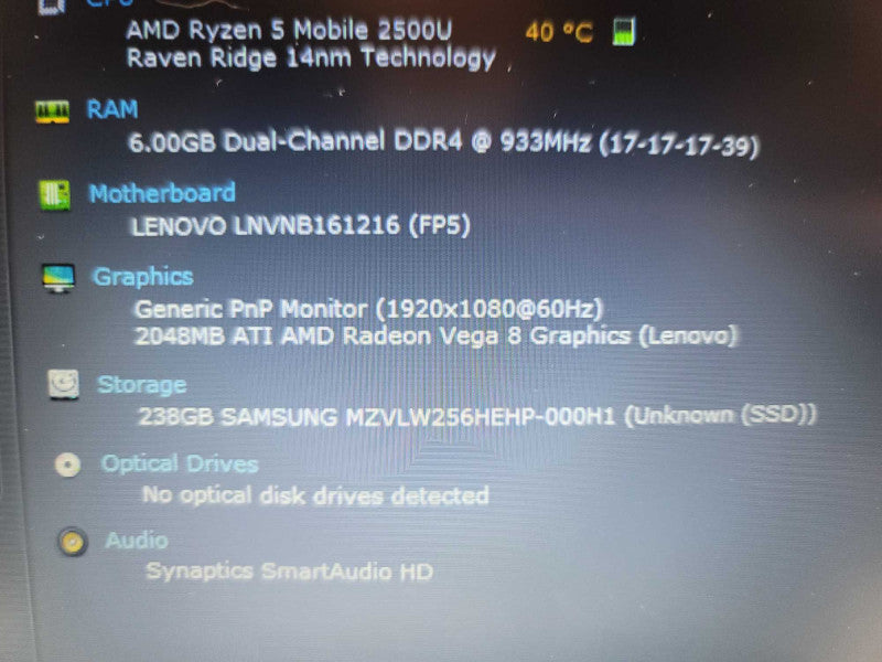 Lenovo Laptop V330-14ARR, AMD Ryzen Mobile 2500U, 6GB DDR4, 256GB SSD QÎ²