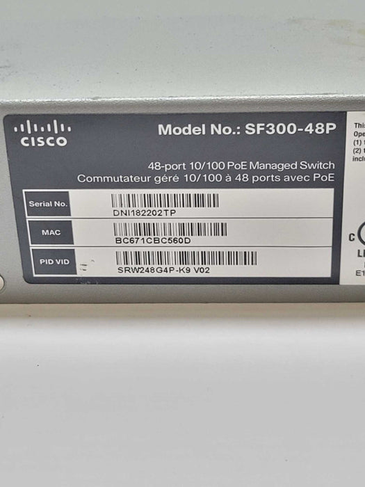 Cisco SF300-48P 48-Port 10/100 PoE- Managed Switch
