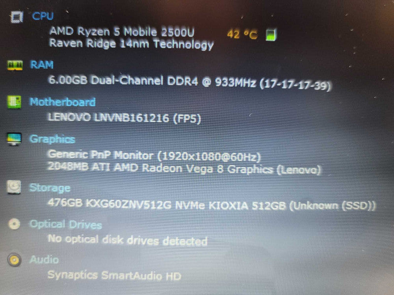 Lenovo Laptop V330-14ARR, AMD Ryzen Mobile 2500U, 6GB DDR4, 512GB SSD Î²