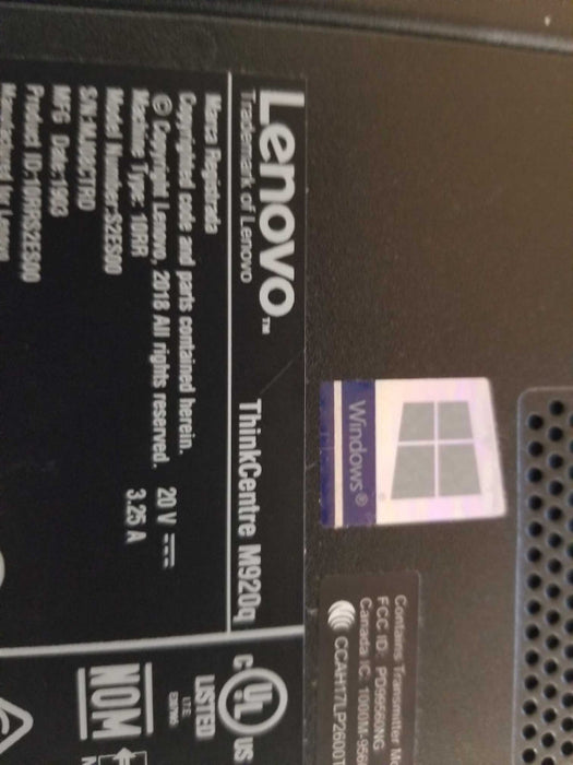 Lenovo ThinkCenter M920q i5-8500T @ 2.10ghz / 16gb ram / 256gb NvME SSD #