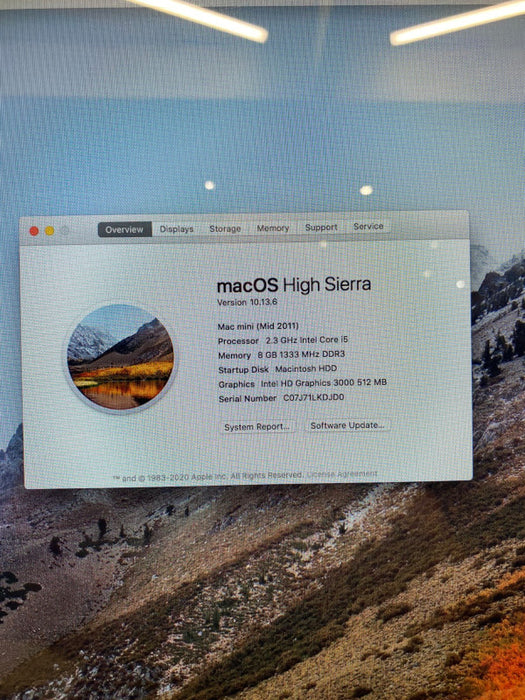 Apple Mac mini Mid 2011 Intel Core i5-2415M 8 GB RAM 500 GB HDD