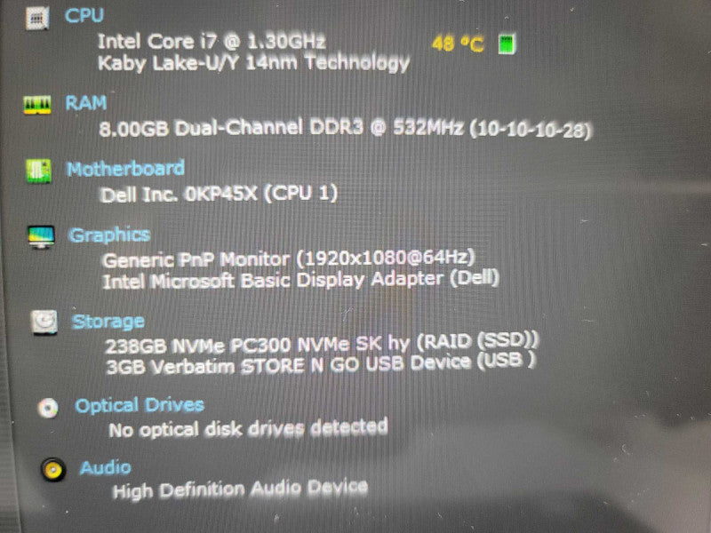 Dell XPS 13 9365 i7-7Y75, 8GB DDR4, 256GB m.2 **read Î²