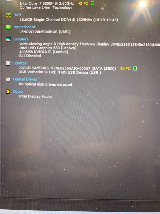 Lenovo X1 Extreme Laptop i7-8850H 4K Touch GTX1050Ti 4GB 16GB RAM 256GB READ!