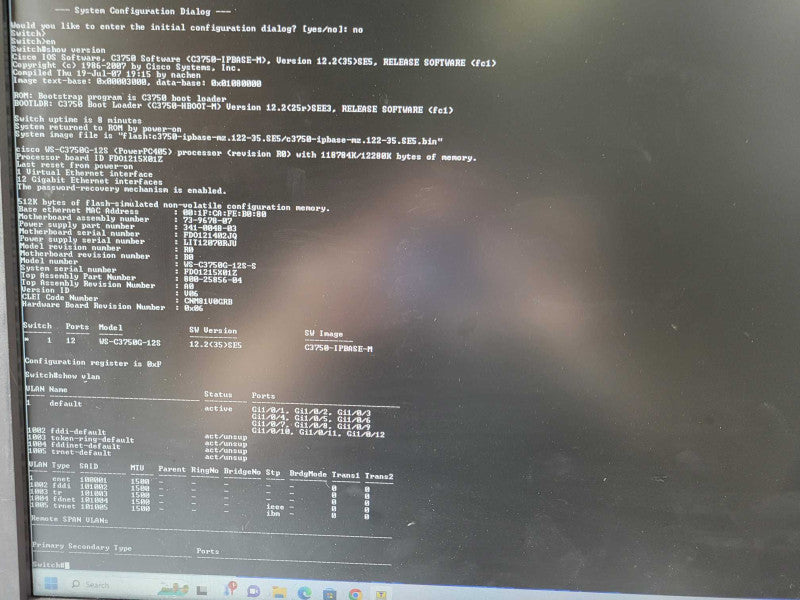Cisco Catalyst 3750 WS-C3750G-12S-S 12 Port Gigabit Ethernet Switch _