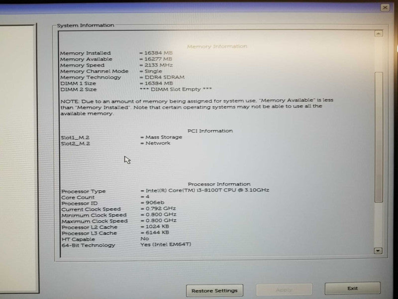 Dell Optiplex 3060 i3-8100T @ 3.10ghz / 16gb ram / 256gb NvME SSD  #