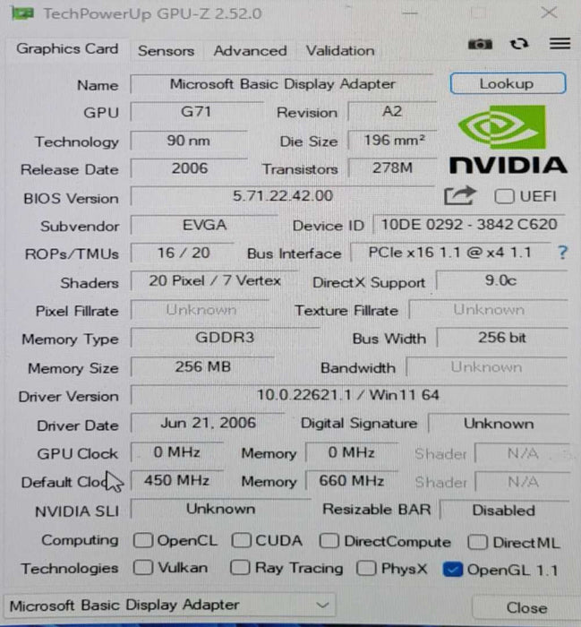 EVGA NVIDIA GeForce 7900 GS 256MB PCIE