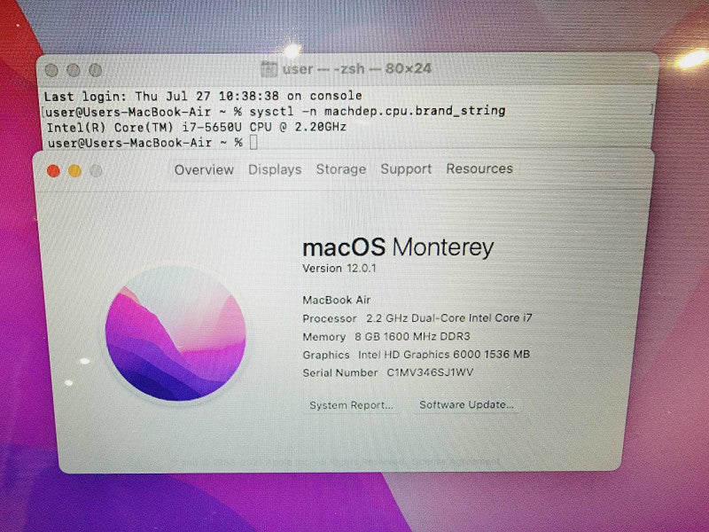 Apple Macbook Air 2017 13\\" Core i7-5650U @ 2.2GHz 8GB DDR3 250GB SSD (