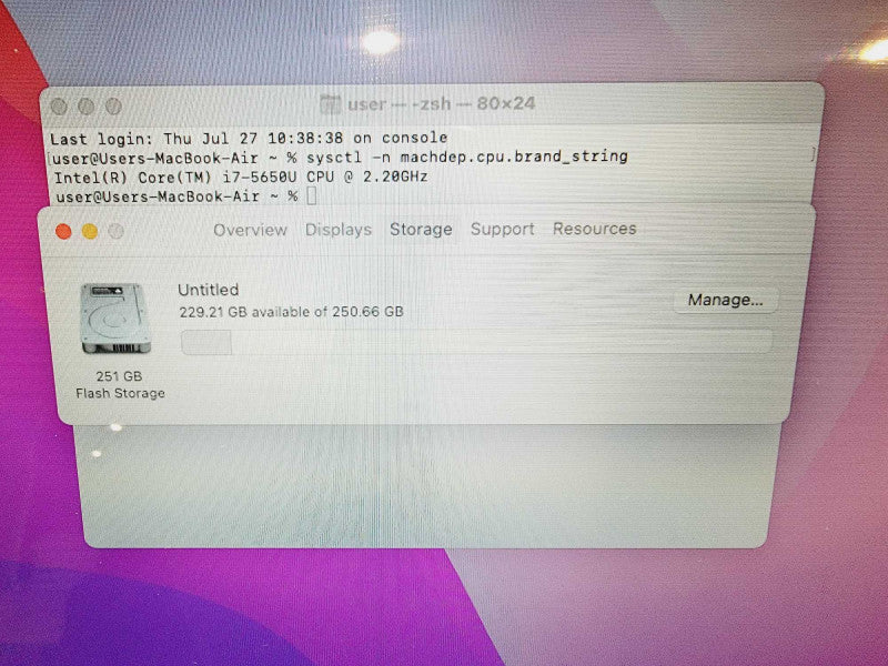 Apple Macbook Air 2017 13\\" Core i7-5650U @ 2.2GHz 8GB DDR3 250GB SSD (