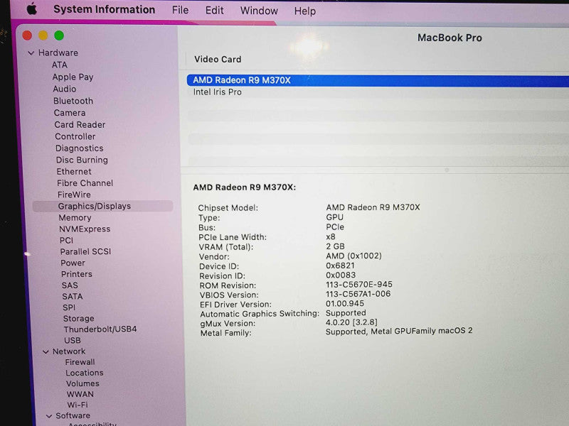 Apple Macbook Pro Retina 2015 15\\" Core i7-4980HQ @ 2.8GHz 16GB DDR3 1TB SSD R9 M370X 2GB (