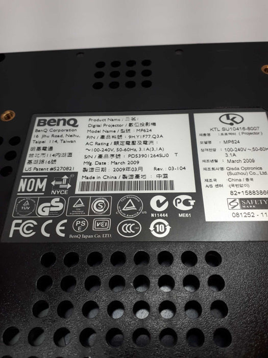 BenQ MP624 XGA 3000 Lumens DLP Projector with HDMI &