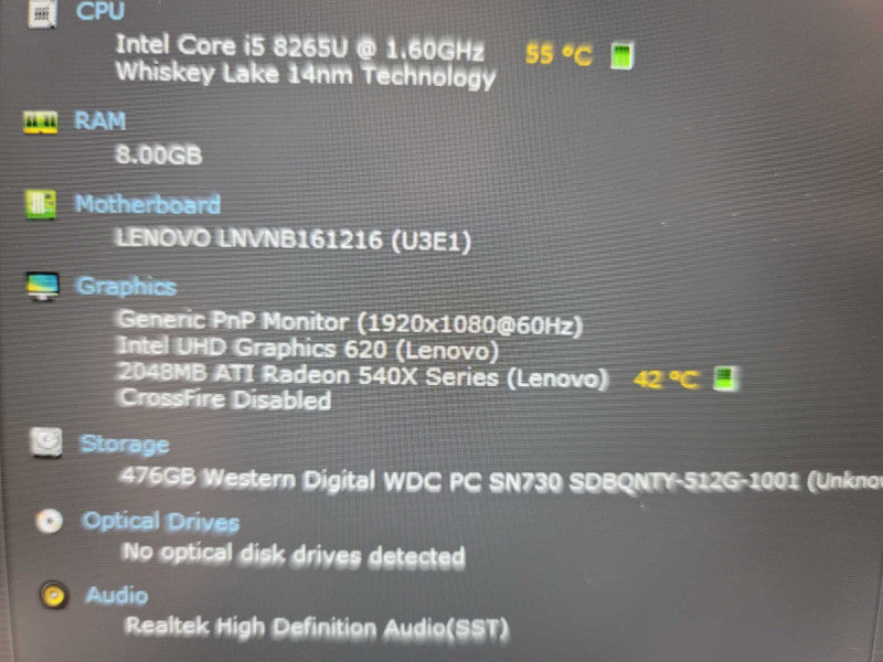 Lenovo ThinkBook 14s-IWL i5-8265U, 2GB ATI Radeon 540X, 8GB DDR4, 512GB SSD Î²