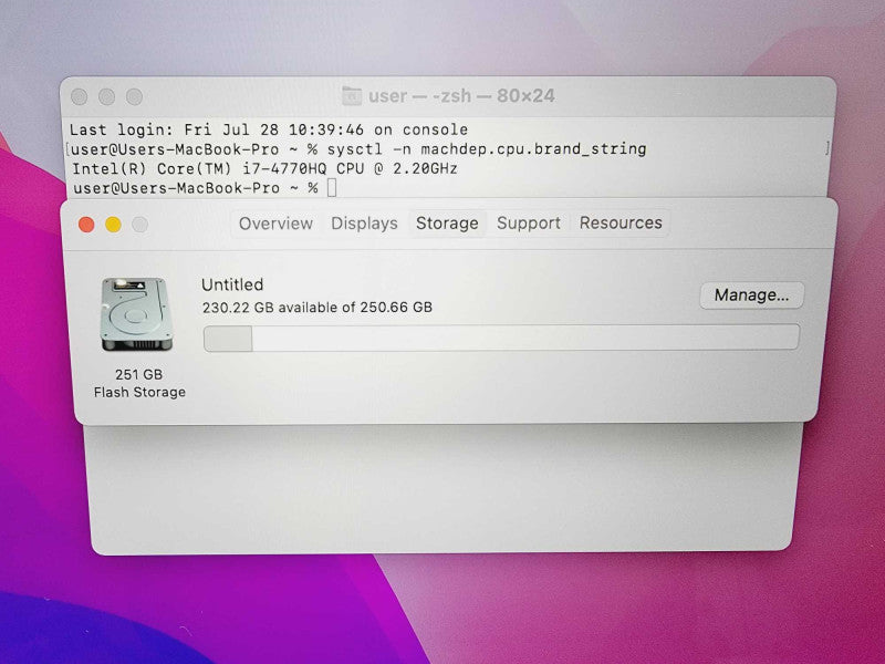 Apple Macbook Pro Retina 2015 15\\" Core i7-4770HQ @ 2.2GHz 16GB DDR3 250GB SSD (