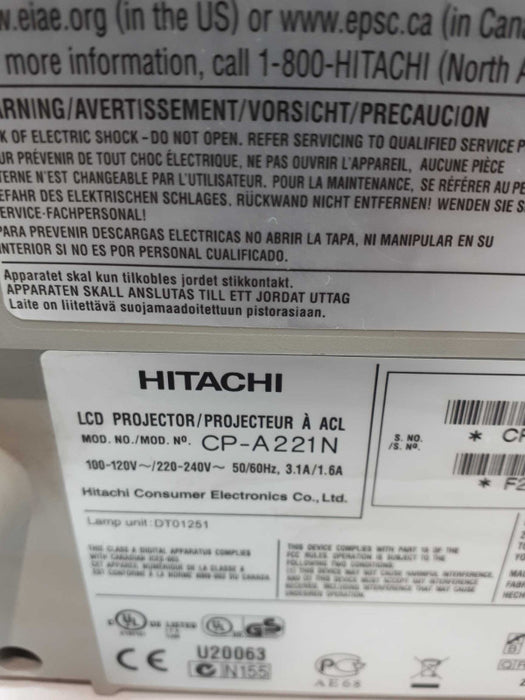 Hitachi CP-A221N Ultra Short-Throw Digital Projector - &