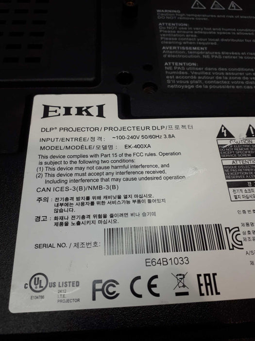 EIKI EK-400XA 5,500 ANSI Lumens XGA DLP Meeting Room Projector &