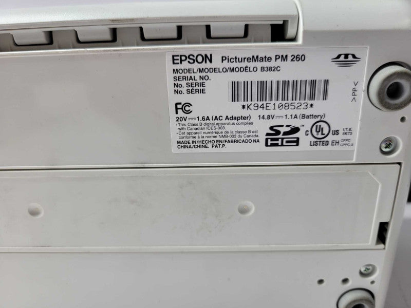 EPSON PictureMate PM 260 B382C Personal Photo Lab _