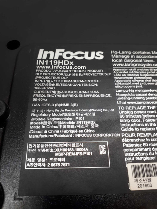 InFocus IN119HDx DLP Projector Home Theater Full HD 3D 1080p HDMI &